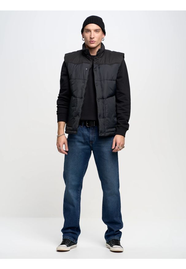 Big-Star - Bluza męska czarna Marltones 906. Okazja: na co dzień. Typ kołnierza: bez kaptura. Kolor: czarny. Materiał: jeans, skóra. Wzór: gładki. Styl: casual, elegancki, sportowy, klasyczny