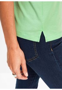 T-shirt bonprix kremowy miętowy. Kolor: zielony. Styl: elegancki #6