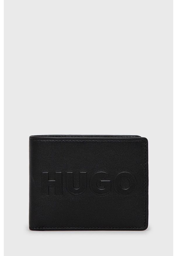 Hugo - HUGO portfel skórzany 50468107 męski kolor czarny. Kolor: czarny. Materiał: skóra