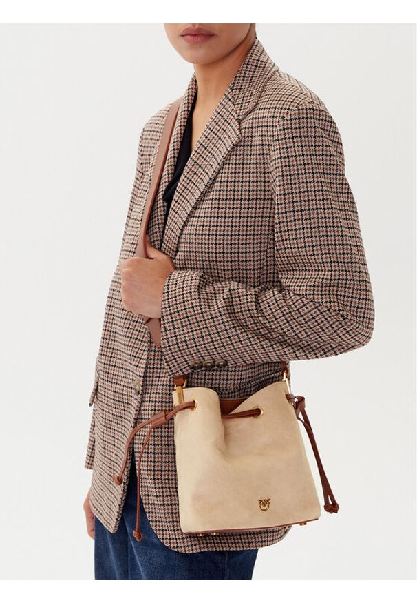 Pinko - PINKO Torebka Secchiello Mini PE 25 PLTT 104303 A2CC Beżowy. Kolor: beżowy. Materiał: skórzane, zamszowe