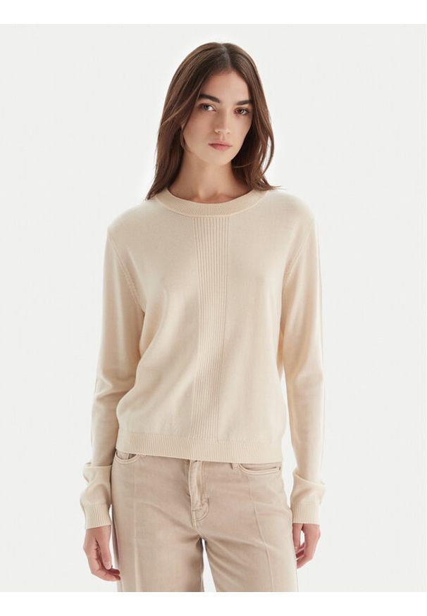 Patrizia Pepe Sweter 2K0363/KM36-W405 Écru Regular Fit. Kolor: kremowy. Materiał: wełna