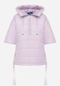 Born2be - Fioletowa Pikowana Kurtka Wkładana Przez Głowę z Kapturem i Rękawem 3/4 Arifne. Typ kołnierza: kaptur. Kolor: fioletowy. Styl: elegancki #5