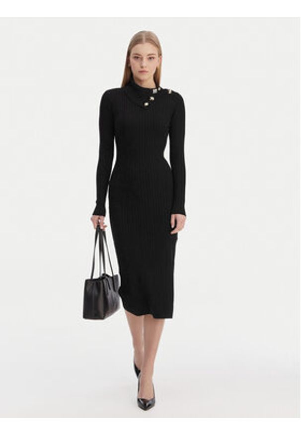 Guess Sukienka dzianinowa W6RK01 Z2YJ2 Czarny Regular Fit. Kolor: czarny. Materiał: wiskoza