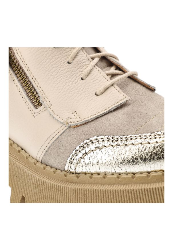 Beżowe Półbuty Maciejka Stylowe Obuwie Damskie. Okazja: na co dzień. Zapięcie: sznurówki. Kolor: beżowy. Materiał: materiał. Szerokość cholewki: normalna. Styl: elegancki