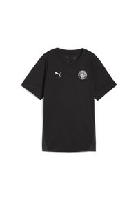 Puma - Damska koszulka treningowa Manchester City PUMA Black Silver Metallic. Kolor: czarny, szary, wielokolorowy. Sport: piłka nożna