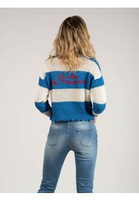 Pinko Sweter "Graciosa 2" | 1B14Z2 Y68T | Graciosa 2 Maglia | Kobieta | Biały, Niebieski. Okazja: na co dzień. Kolor: niebieski, wielokolorowy, biały. Materiał: bawełna. Wzór: napisy. Styl: casual #2