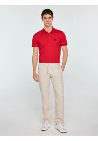 Big-Star - Spodnie męskie lniane perłowe Cabres 103. Kolor: kremowy. Materiał: len. Wzór: haft. Styl: klasyczny #2