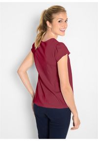 Shirt bawełniany z koronką, krótki rękaw bonprix czerwony rododendron. Kolor: fioletowy. Materiał: koronka, bawełna. Długość rękawa: krótki rękaw. Długość: krótkie. Wzór: koronka #3