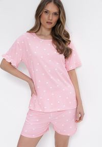 Born2be - Różowy 2-częściowy Komplet Piżamowy z T-shirtem i Szortami Brionne. Kolor: różowy #1