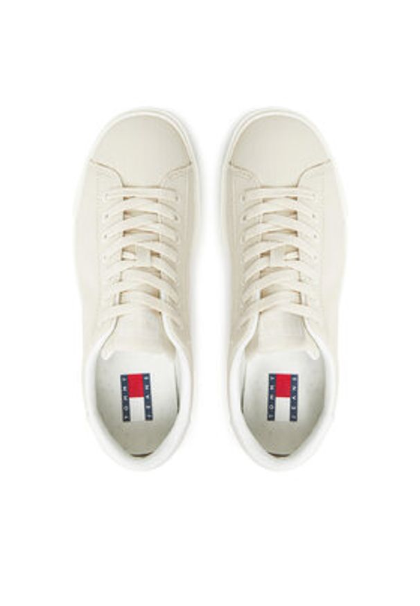 Tommy Jeans Sneakersy Tjw Flatform Sneaker EN0EN02819 Beżowy. Kolor: beżowy. Materiał: skóra