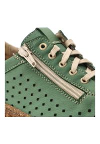 Półbuty damskie Wasak, niski fason sznurowanie boczny zamek ażurowa cholewka miękka konstrukcja elastyczna podeszwa, zielony, 0812. Okazja: na co dzień. Zapięcie: sznurówki. Kolor: zielony. Materiał: skóra, nubuk. Szerokość cholewki: normalna. Wzór: ażurowy. Sezon: wiosna, lato. Styl: casual, elegancki, klasyczny #5