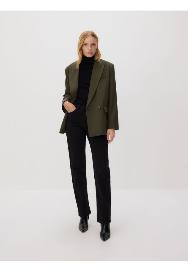 Reserved - Jeansy straight leg - czarny. Kolor: czarny