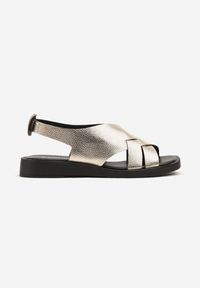 Born2be - Złote Sandały z Geometryczną Cholewką Sesandiel. Okazja: na co dzień. Kolor: złoty. Wzór: geometria. Sezon: lato, wiosna. Styl: casual #6