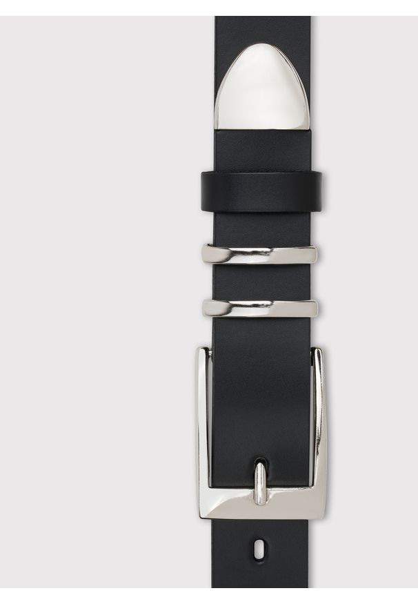 Pako Lorente - PAKO LORENTE – Pasek skórzany męski z metalową końcówką. Materiał: skóra. Styl: klasyczny, elegancki