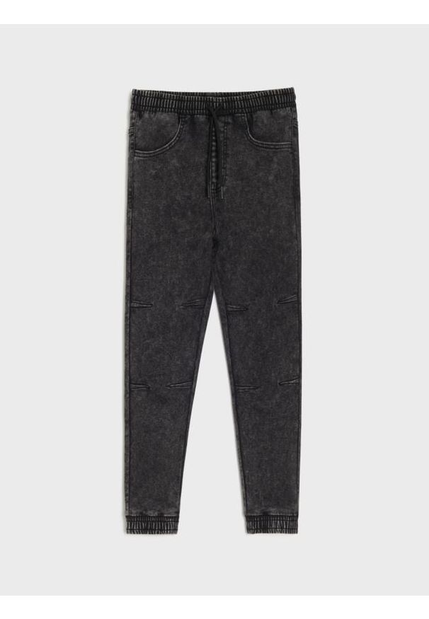 Sinsay - Jeansy jogger z efektem sprania - szary. Kolor: szary
