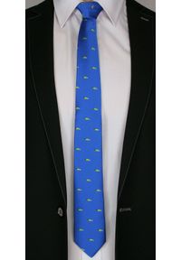 Błękitny Stylowy Krawat -Angelo di Monti- 6 cm, Męski, w Zielone Papugi, Motyw Zwierzęcy. Kolor: niebieski. Wzór: motyw zwierzęcy. Styl: elegancki #2