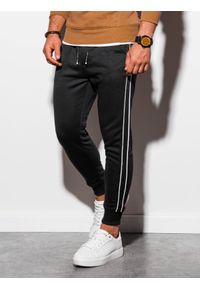 Ombre Clothing - Spodnie męskie dresowe joggery - czarne P898 - XL. Kolor: czarny. Materiał: dresówka. Wzór: gładki. Styl: elegancki #4