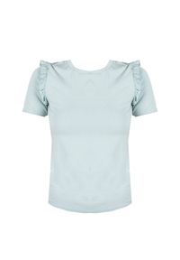 Patrizia Pepe T-Shirt | DM3623 A13 | Kobieta | Błękitny. Kolor: niebieski. Materiał: elastan, wiskoza. Wzór: aplikacja #2