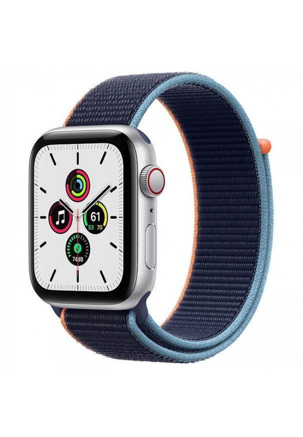 APPLE - Smartwatch Apple Watch SE GPS+Cellular 44mm aluminium, srebrny | głęboki granat opaska sport. Rodzaj zegarka: smartwatch. Kolor: srebrny. Styl: sportowy
