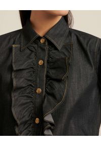 Luisa Spagnoli - LUISA SPAGNOLI - Jeansowa koszula z falbanką LEVEL. Kolor: szary. Materiał: jeans. Długość rękawa: długi rękaw. Długość: długie #3