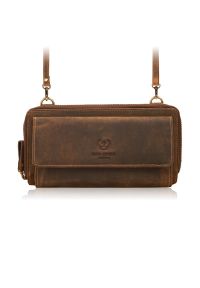 PAOLO PERUZZI - Skórzana kopertówka damska do ręki na ramię portfel damski Paolo Peruzzi T-137-HBR. Kolor: brązowy. Materiał: skóra #1
