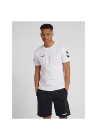 Koszulka sportowa z krótkim rękawem męska Hummel hmlGO cotton. Kolor: biały. Długość rękawa: krótki rękaw. Długość: krótkie. Sport: piłka nożna