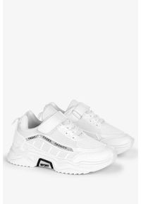 Casu - Białe buty sportowe na rzep brokatowy pasek casu 18/3/21/m. Zapięcie: rzepy. Kolor: biały