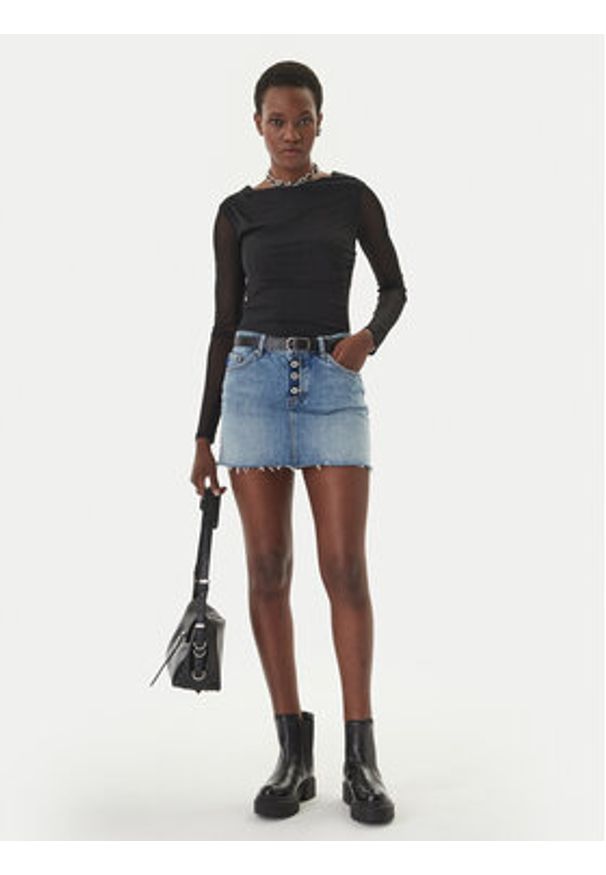 Hugo - HUGO Spódnica jeansowa Galanie 50561137 Niebieski Regular Fit. Kolor: niebieski. Materiał: bawełna