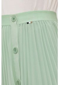 BOSS spódnica kolor zielony maxi rozkloszowana. Kolor: zielony. Materiał: tkanina
