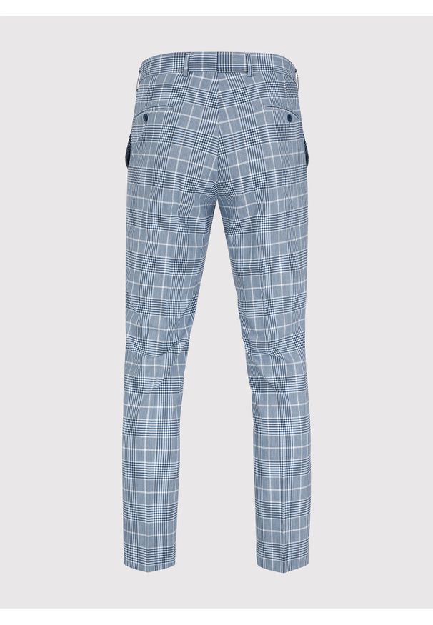 Pako Lorente - PAKO LORENTE – Niebieskie spodnie garniturowe w kratę. Kolor: niebieski. Materiał: poliester, wiskoza, elastan