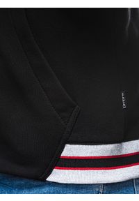 Ombre Clothing - Bluza męska rozpinana z kapturem - czarna B1210 - S. Typ kołnierza: kaptur. Kolor: czarny. Materiał: bawełna, poliester. Wzór: paski #6