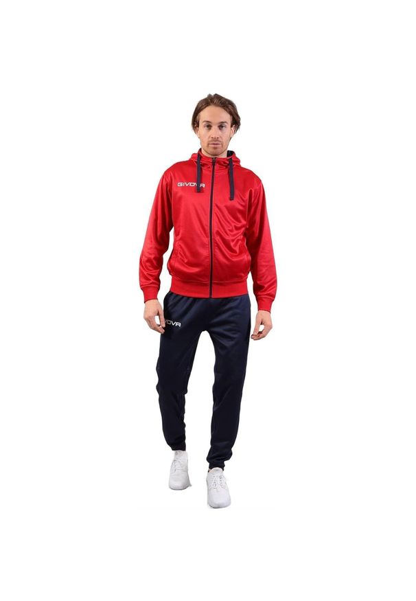 Givova Tuta King Polarfleece (Sorrento) – XS chłopiec. Okazja: na uczelnię. Kolor: czerwony, niebieski, wielokolorowy. Materiał: dresówka. Styl: sportowy