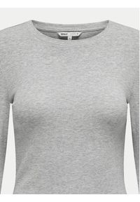 only - ONLY Bluzka Riley 15323159 Szary Slim Fit. Kolor: szary. Materiał: bawełna