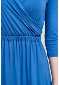 Marie Zélie - Sukienka Rita ciemnoniebieska. Typ kołnierza: dekolt kopertowy. Kolor: niebieski. Materiał: wiskoza, dzianina, materiał, elastan, tkanina. Długość rękawa: krótki rękaw. Sezon: jesień. Typ sukienki: proste, kopertowe #2