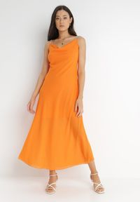 Born2be - Pomarańczowa Sukienka Philice. Kolor: pomarańczowy. Materiał: tkanina. Długość rękawa: na ramiączkach. Wzór: aplikacja, gładki. Styl: glamour. Długość: maxi #6