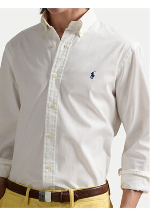 Polo Ralph Lauren Koszula 710937993008 Biały Custom Fit. Typ kołnierza: polo. Kolor: biały. Materiał: bawełna