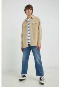 Levi's® - Levi's koszula sztruksowa męska kolor beżowy relaxed z kołnierzykiem klasycznym. Okazja: na spotkanie biznesowe. Typ kołnierza: kołnierzyk klasyczny. Kolor: beżowy. Materiał: sztruks. Wzór: gładki. Styl: klasyczny #3
