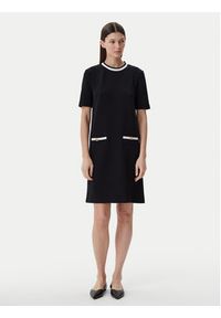 Karl Lagerfeld - KARL LAGERFELD Sukienka codzienna A1W13041 Czarny Regular Fit. Okazja: na co dzień. Typ kołnierza: dekolt w karo. Kolor: czarny. Materiał: syntetyk. Typ sukienki: proste. Styl: casual #3