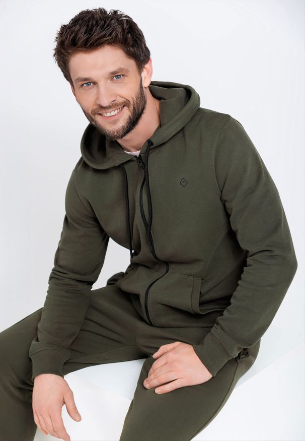 Volcano - Bluza z kapturem B-VITAR. Okazja: na co dzień. Typ kołnierza: kaptur. Kolekcja: plus size. Kolor: brązowy. Materiał: prążkowany, bawełna, materiał, dresówka, dzianina, skóra. Styl: casual