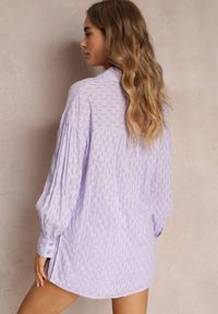 Renee - Fioletowy 2-częściowy Komplet z Elegancką Koszulą Oversize i Szortami Aphinthe. Kolor: fioletowy. Materiał: tkanina #5