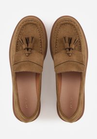 Renee - Ciemnobeżowe Mokasyny VICES z Wkładką ze Skóry Naturalnej Ozdobione Chwostami Maritune. Okazja: na co dzień. Kolor: beżowy. Materiał: skóra. Wzór: aplikacja. Styl: casual, elegancki #8