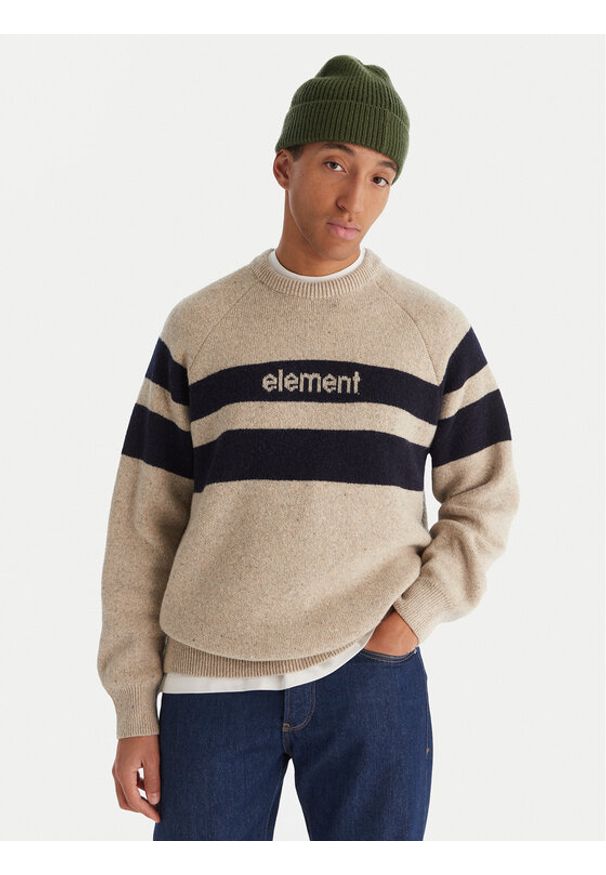 Element Sweter 2000s RIB CR ELYSW00128 Beżowy Regular Fit. Kolor: beżowy. Materiał: syntetyk