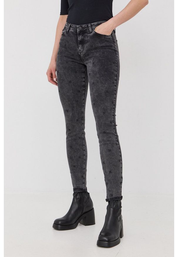 Karl Lagerfeld jeansy damskie medium waist. Kolor: szary