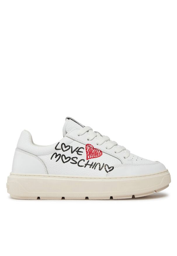 Love Moschino - LOVE MOSCHINO Sneakersy JA15224G1IJCA10A Biały. Kolor: biały. Materiał: skóra