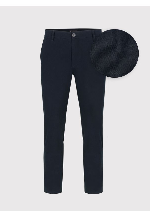 Pako Lorente - PAKO LORENTE – Granatowe spodnie męskie P22WB-WX-001-G-0. Kolor: niebieski. Materiał: elastan, bawełna. Długość: długie. Wzór: gładki