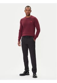 Hugo - HUGO Sweter San Cassius-C1 50475083 Bordowy Regular Fit. Kolor: czerwony. Materiał: bawełna