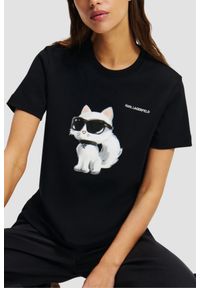 Karl Lagerfeld - KARL LAGERFELD Czarny t-shirt damski Ikon Aquarelle K. Kolor: czarny #5