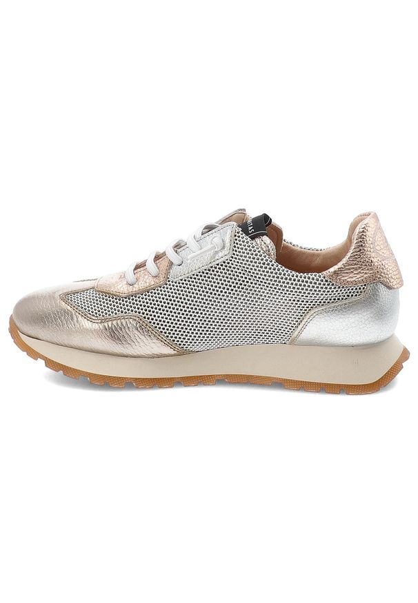 Biało-Złote Sneakersy Hispanitas Modne Obuwie Damskie. Kolor: biały. Materiał: skóra. Szerokość cholewki: normalna. Styl: sportowy, elegancki, klasyczny