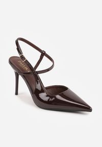 Born2be - Brązowe Eleganckie Szpilki z Lakierowanym Połyskiem i Paskiem Wokół Kostki Sarsha. Okazja: do pracy, na co dzień, na wesele, na ślub cywilny. Zapięcie: pasek. Kolor: brązowy. Materiał: lakier. Obcas: na szpilce. Styl: elegancki #4