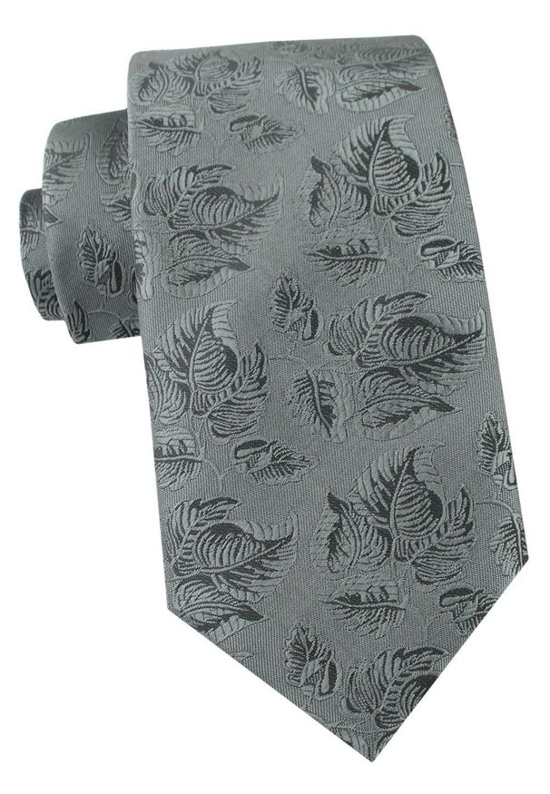 Krawat Męski - Angelo di Monti - Popiel w Drobne Listki. Materiał: tkanina. Styl: elegancki, wizytowy